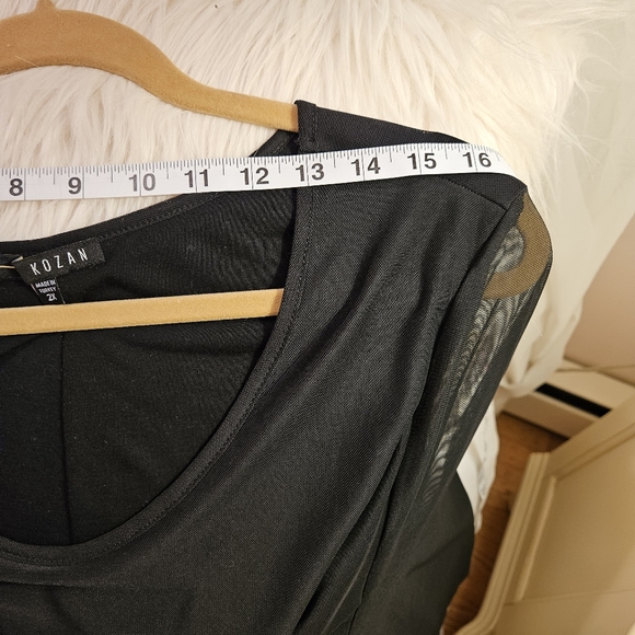 Kozan black midi-length dress, sheer overlay 2x - Picture 5 of 8